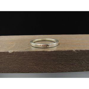 Size 7.75 Sterling Silver Laugh Band Ring Vintage Statement Engagement Wedding